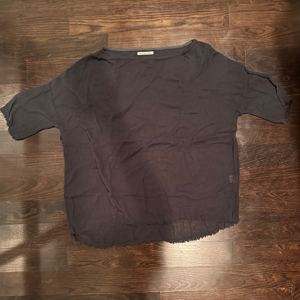 Black Crane sheer navy top